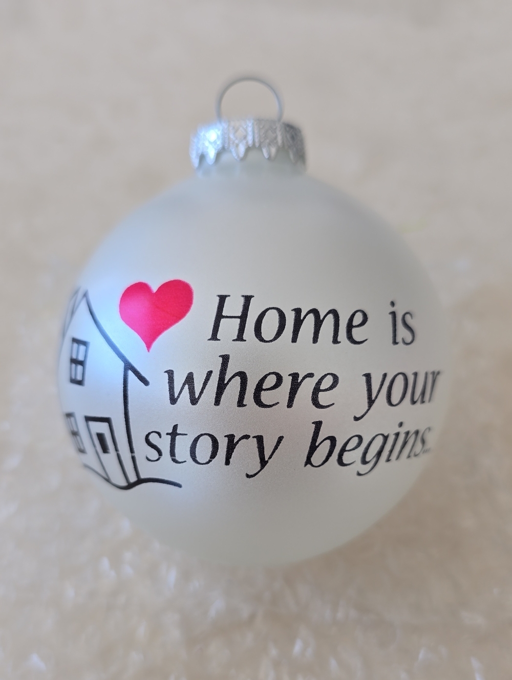 Glass 'Home Is Where Your Story Begins' Holiday Ornament with House & Red Heart